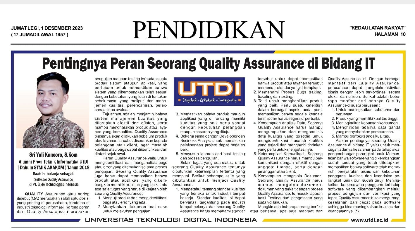 Pentingnya Peran Seorang Quality Assurance di Bidang IT