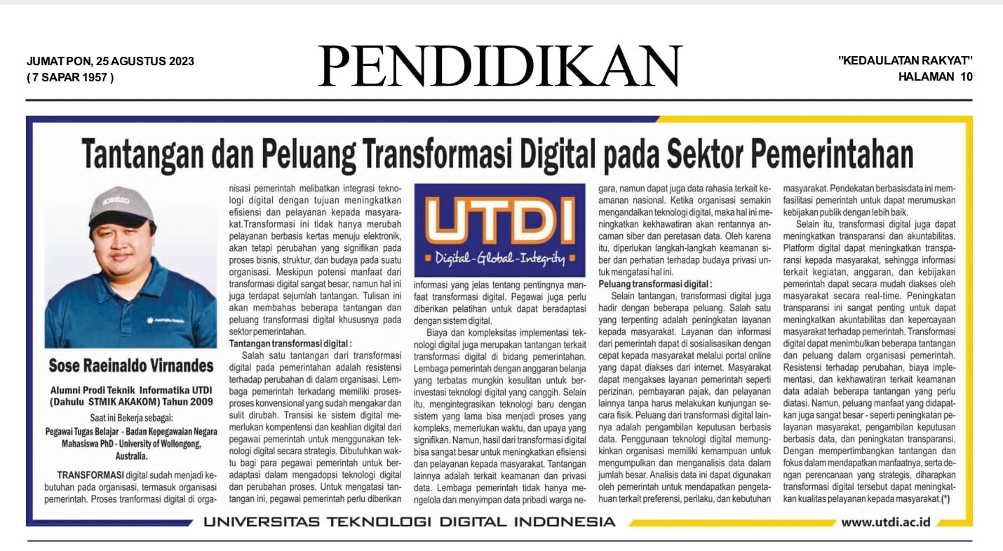 Tantangan dan Peluang Transformasi Digital pada Sektor Pemerintahan