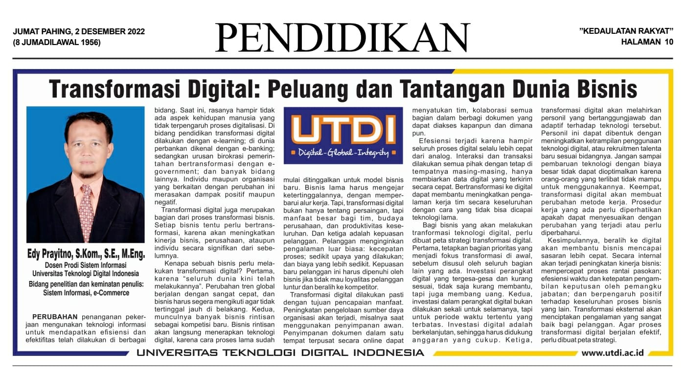 Transformasi Digital : Peluang dan Tantangan Dunia Bisnis