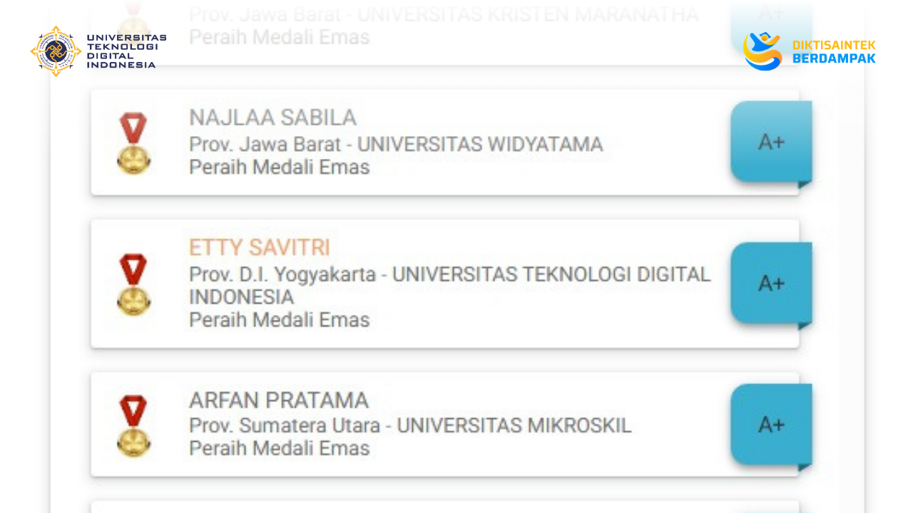 Mahasiswi Bisnis Digital UTDI Raih Prestasi di Ajang Olimpiade Sains Tingkat Nasional