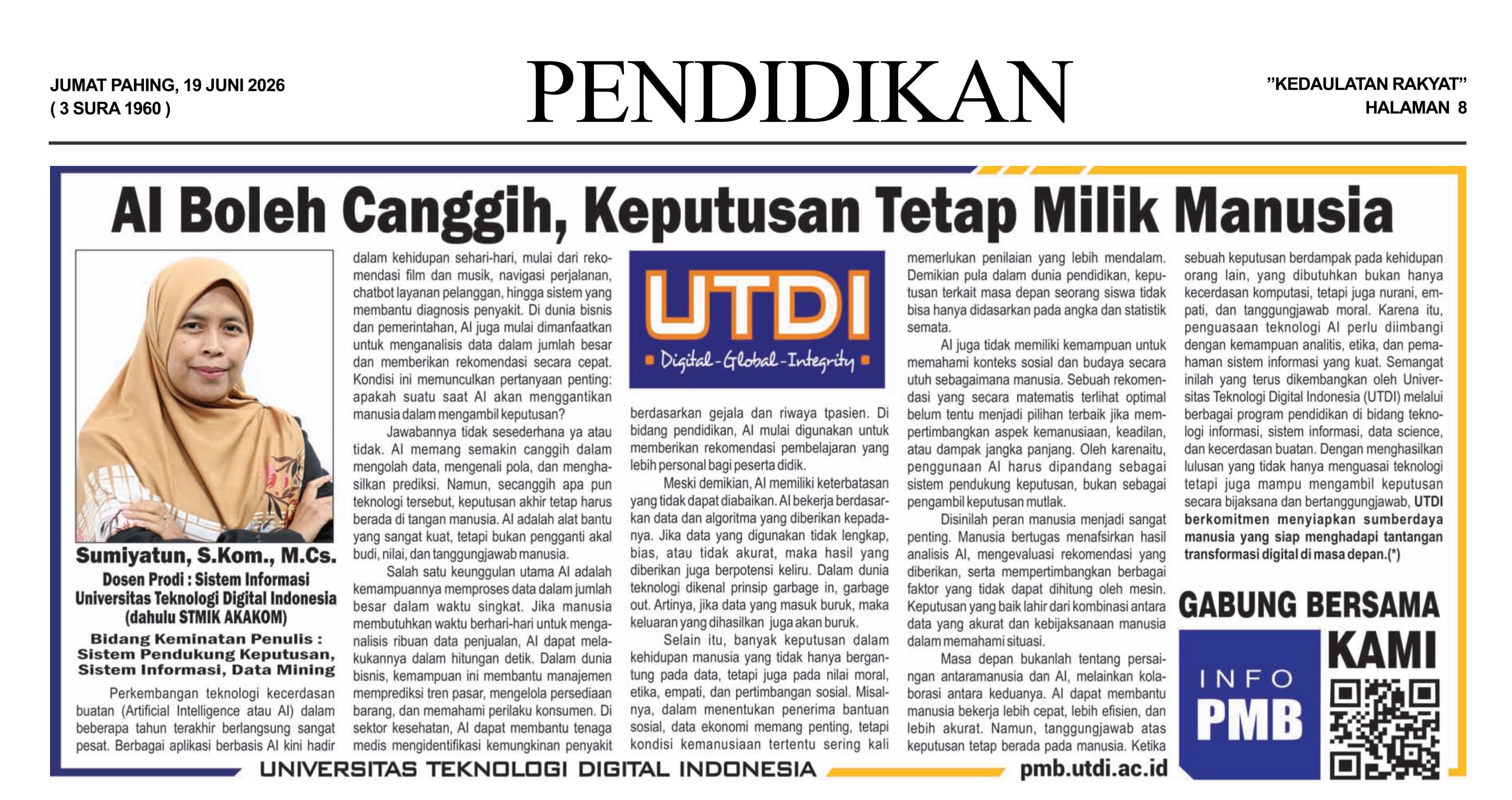 AI Boleh Canggih, Keputusan Tetap Milik Manusia