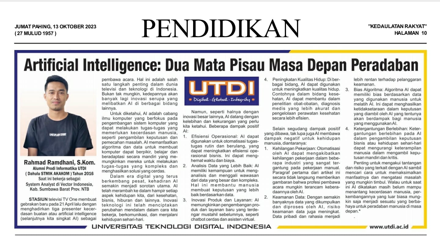 Artificial Intelligence: Dua Mata Pisau Masa Depan Peradaban