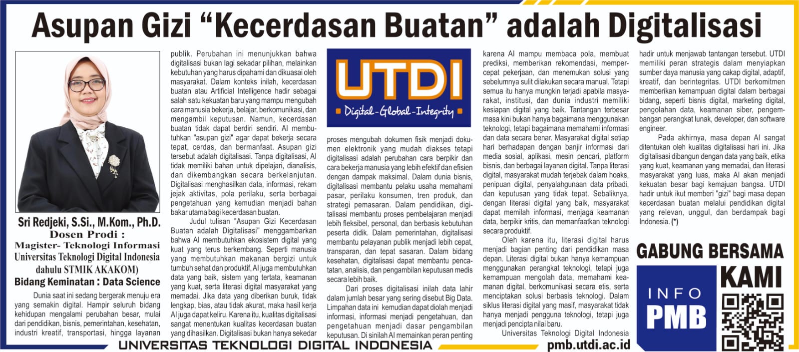 Asupan Gizi “Kecerdasan Buatan” adalah Digitalisasi