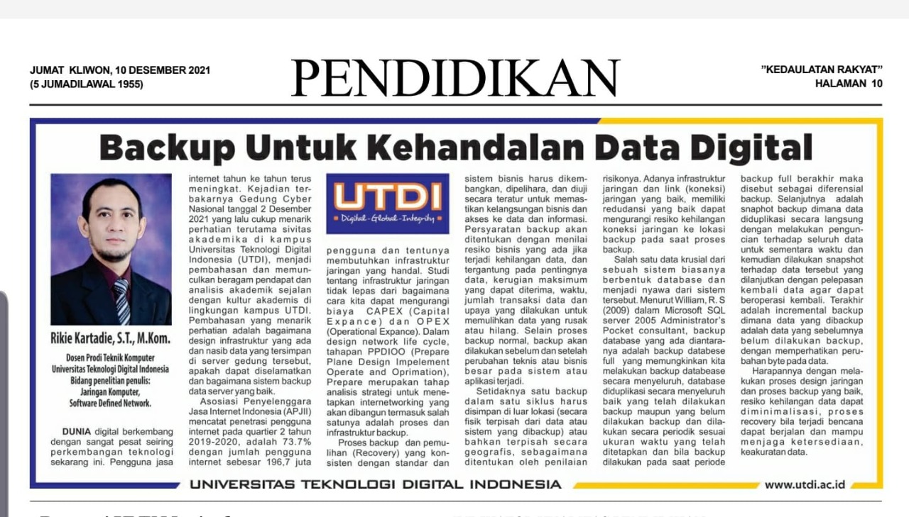 Backup Untuk Kehandalan Data Digital