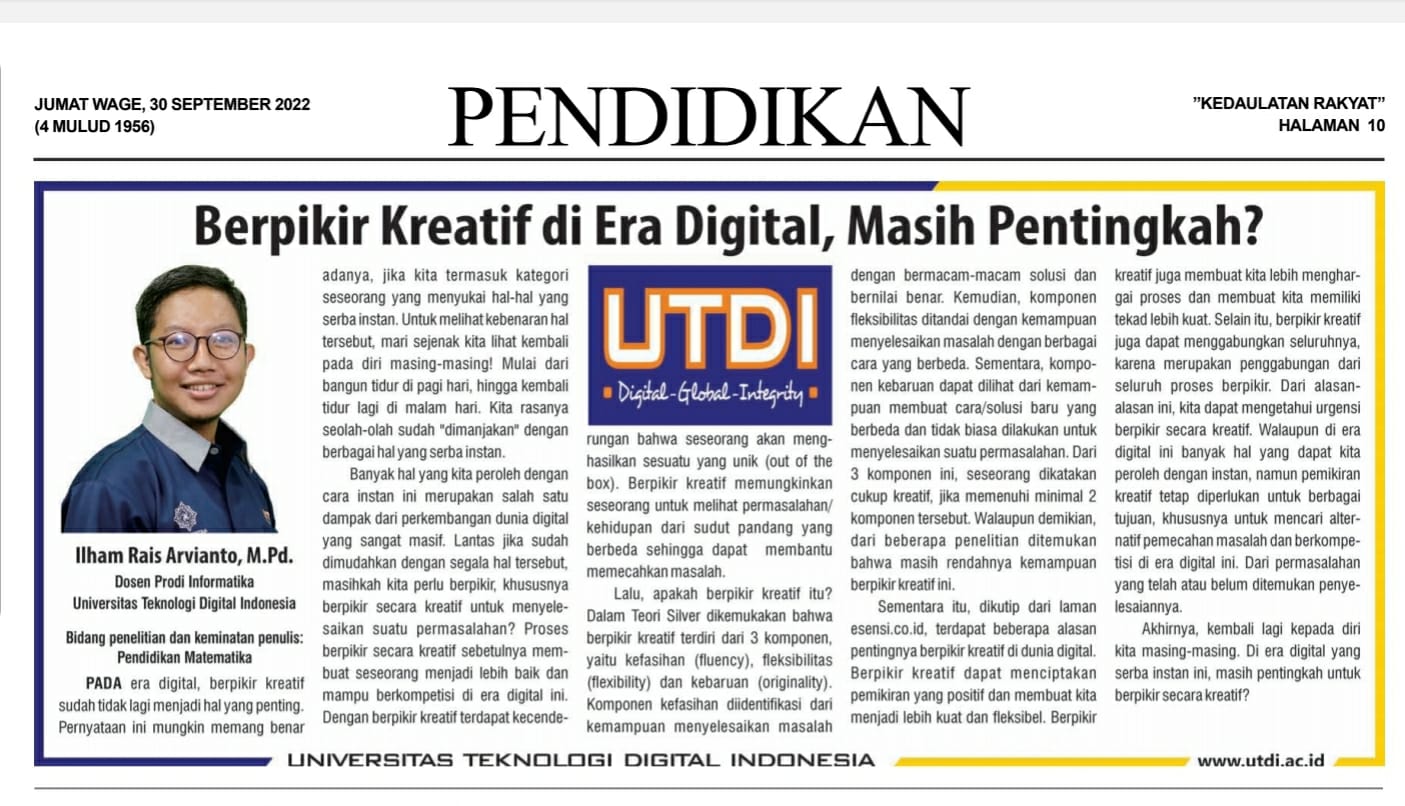 Berpikir Kreatif di Era Digital, Masih Pentingkah ?