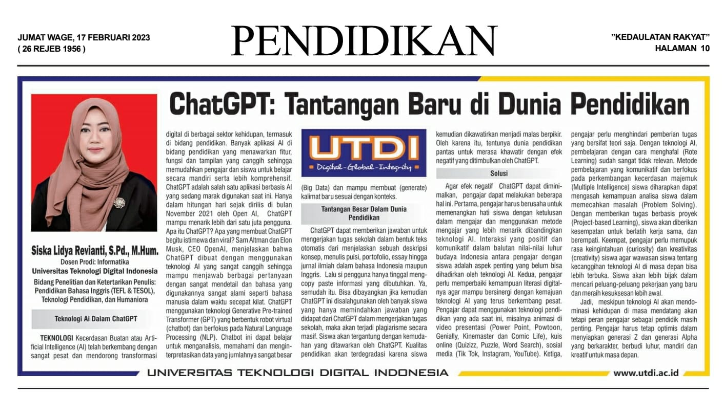 ChatGPT : Tantangan Baru di Dunia Pendidikan