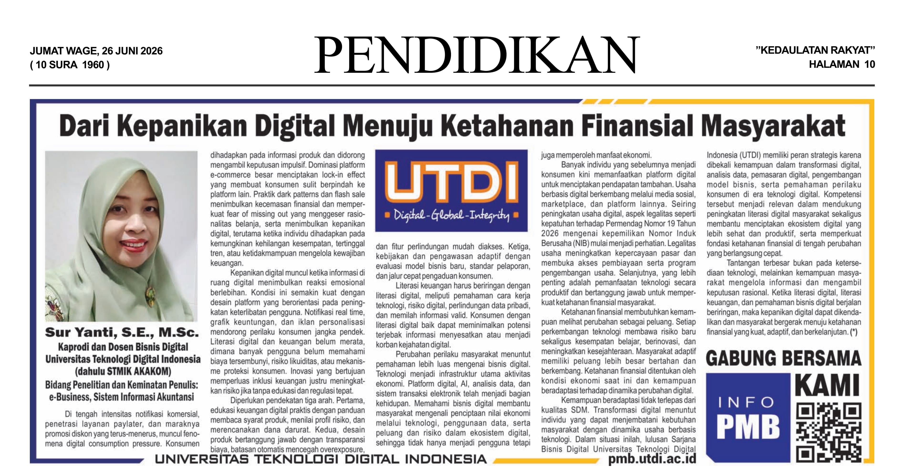 Dari Kepanikan Digital Menuju Ketahanan Finansial Masyarakat