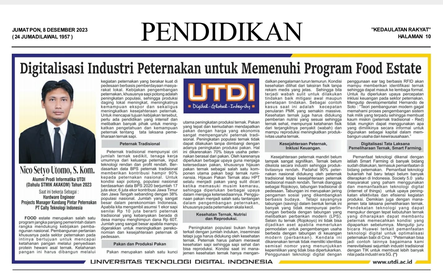 Digitalisasi Industri Peternakan untuk Memenuhi Program Food Estate