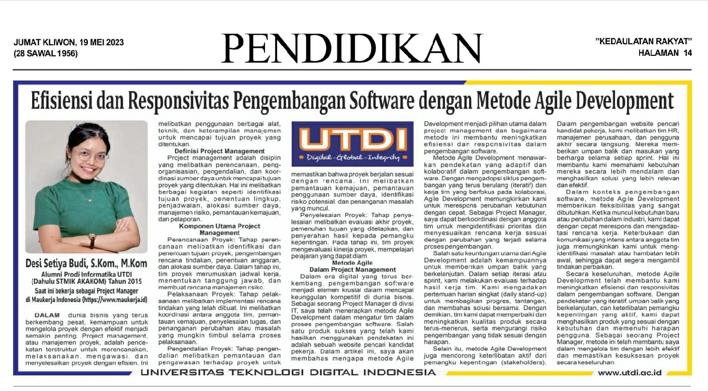 Efisiensi dan Responsivitas Pengembangan Software dengan Metode Agile Development