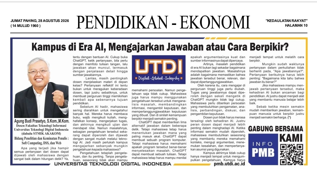Kampus di Era AI, Mengajarkan Jawaban atau Cara Berpikir?