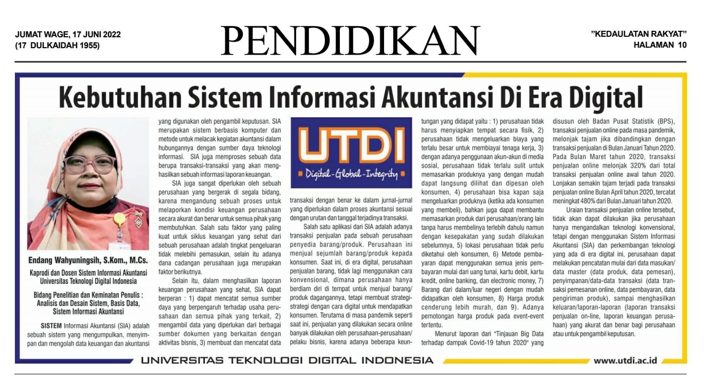 Kebutuhan Sistem Informasi Akuntansi Di Era Digital