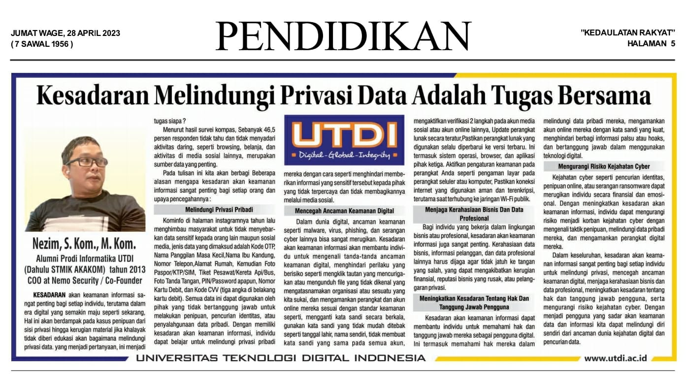 Kesadaran Melindungi Privasi Data Adalah Tugas Bersama 