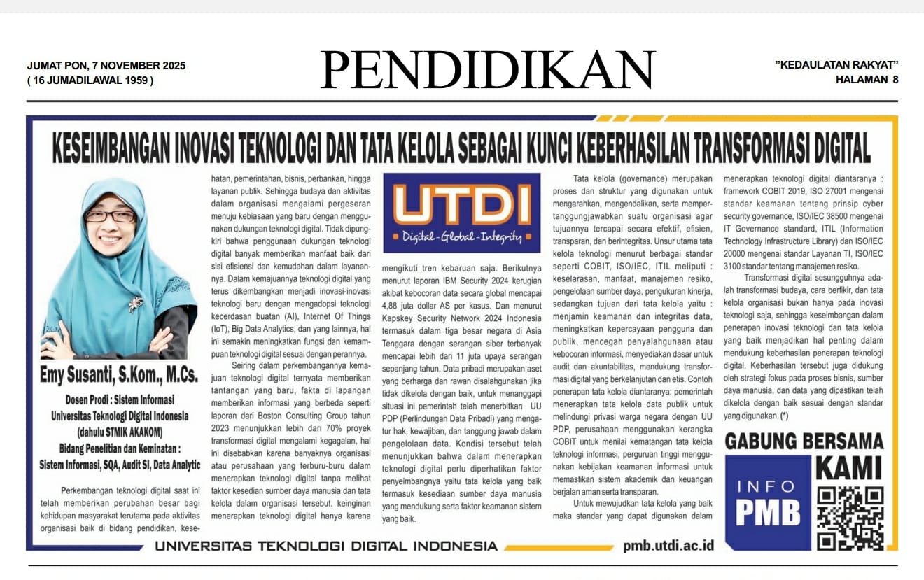 KESEIMBANGAN INOVASI TEKNOLOGI DAN TATA KELOLA SEBAGAI KUNCI KEBERHASILAN TRANSFORMASI DIGITAL