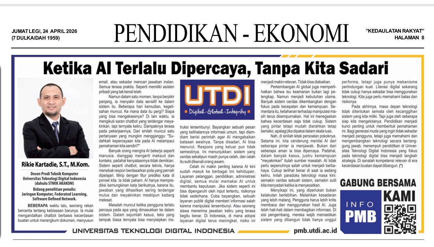 KETIKA AI TERLALU DIPERCAYA, TANPA KITA SADARI