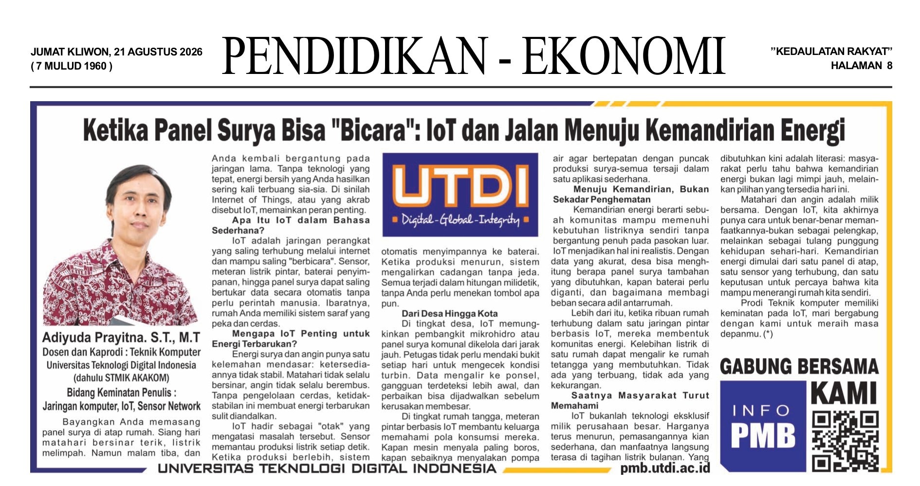 Ketika Panel Surya Bisa "Bicara": IoT dan Jalan Menuju Kemandirian Energi