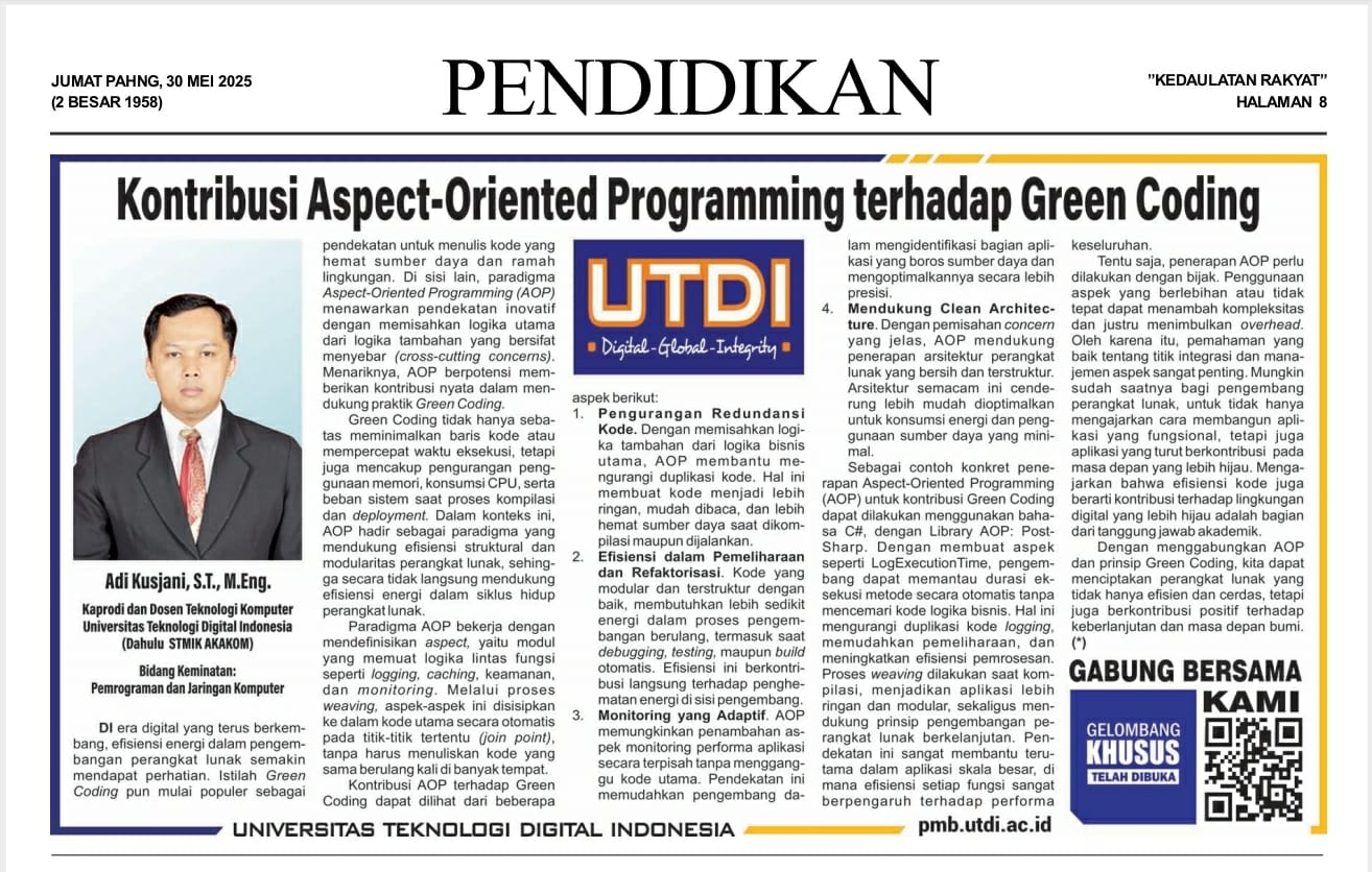 Kontribusi Aspect-Oriented Programming terhadap Green Coding