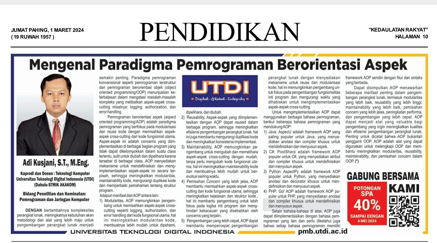 Mengenal Paradigma Pemrograman Berorientasi Aspek