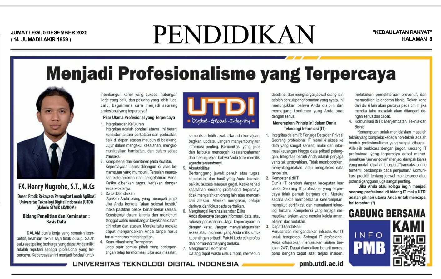 Menjadi Profesionalisme yang Terpercaya