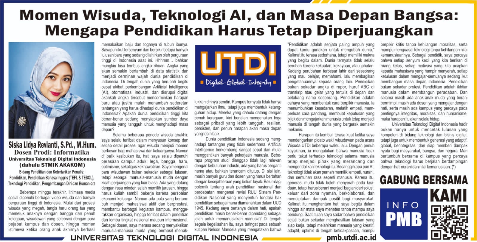 Momen Wisuda, Teknologi AI, dan Masa Depan Bangsa: Mengapa Pendidikan Harus Tetap Diperjuangkan