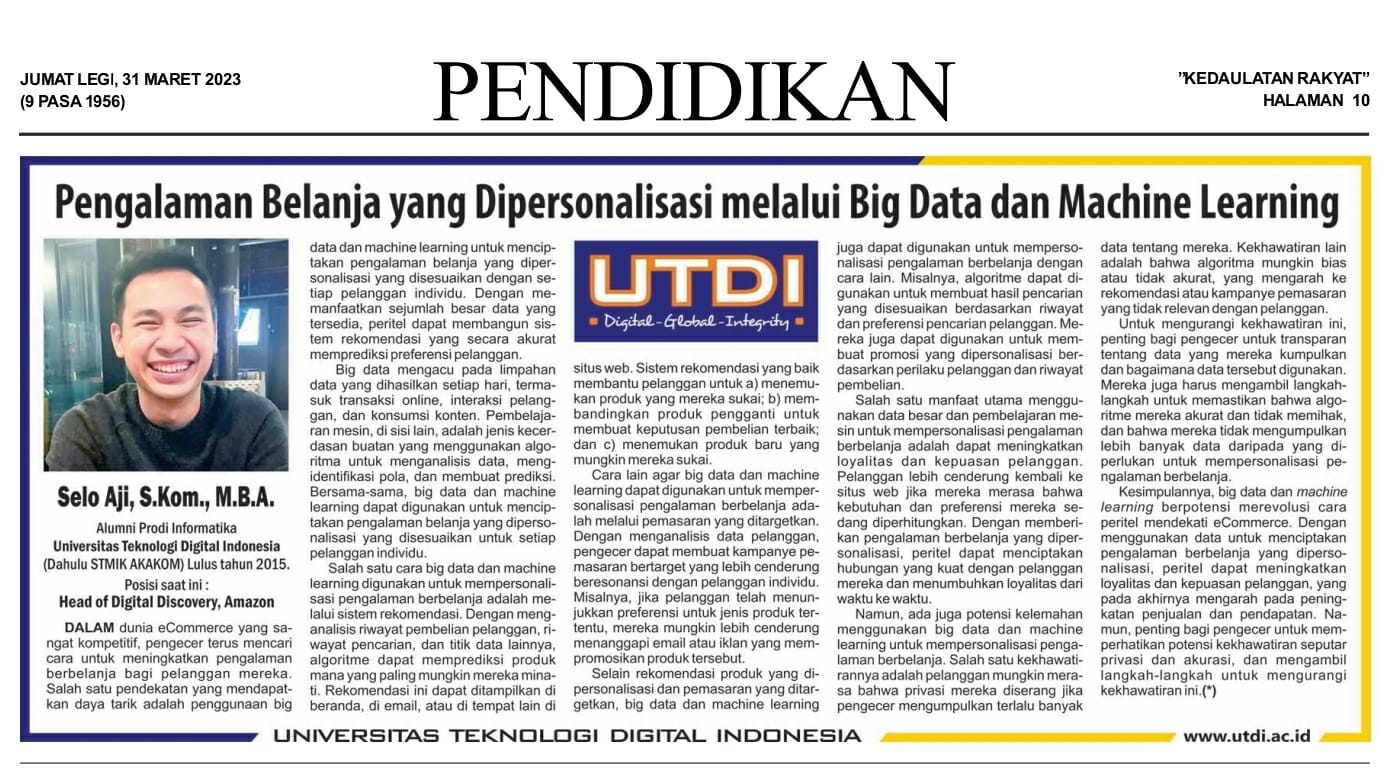 Pengalaman Belanja yang Dipersonalisasi melalui Big Data dan Machine Learning