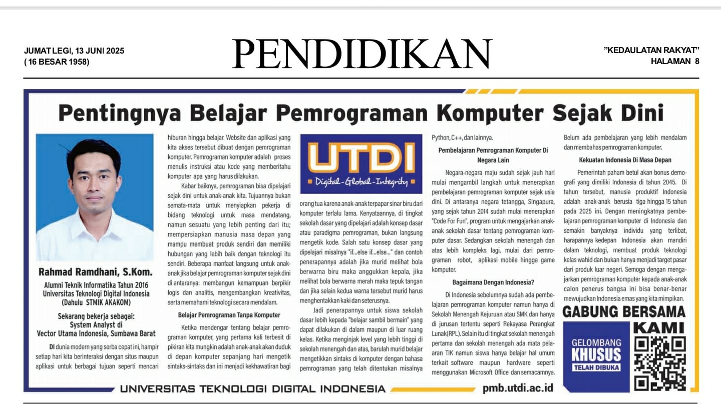 PENTINGNYA BELAJAR PEMROGRAMAN KOMPUTER SEJAK DINI