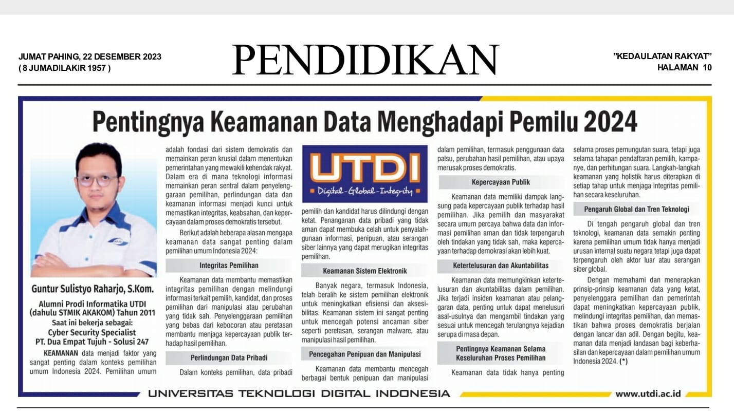 Pentingnya Keamanan Data Menghadapi Pemilu 2024