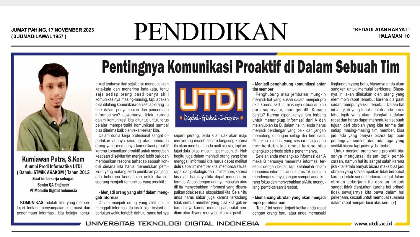 Pentingnya Komunikasi Proaktif di Dalam Sebuah Tim