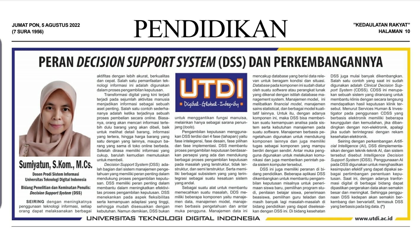 Peran Decision Support System (DDS) dan Perkembangannya