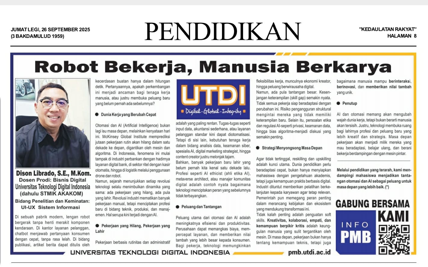 Robot Bekerja, Manusia Berkarya