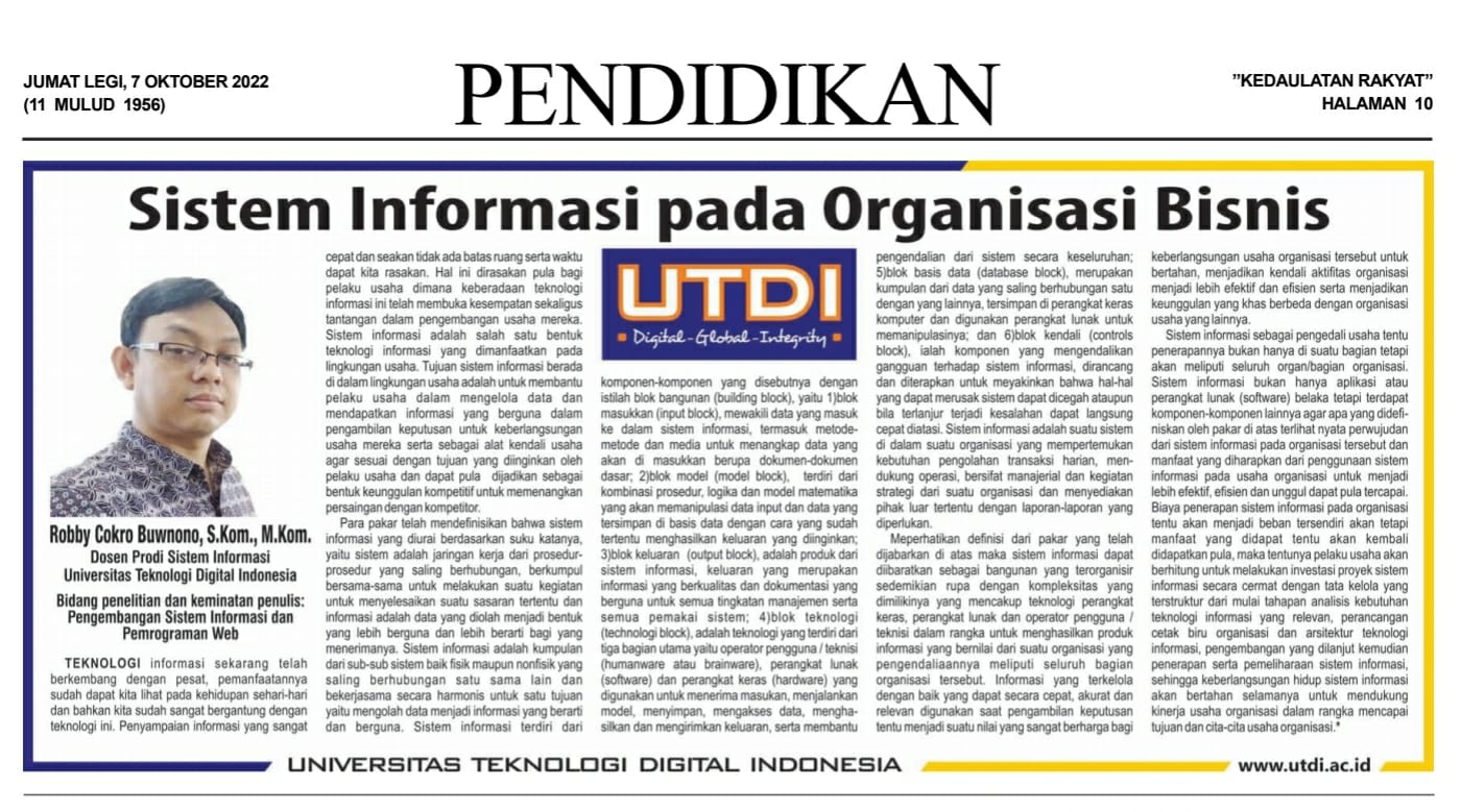 Sistem Informasi pada Organisasi Bisnis