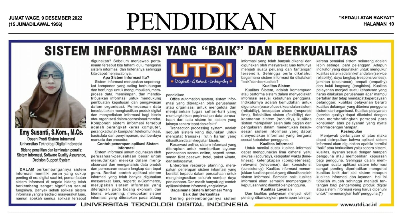 Sistem Informasi yang "Baik" dan Berkualitas