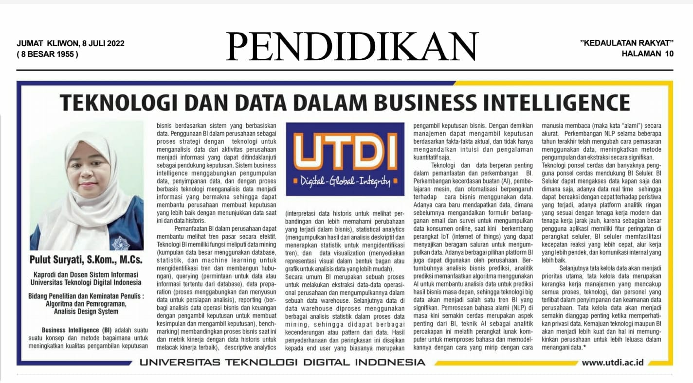 Teknologi Dan Data Dalam Business Intelligence