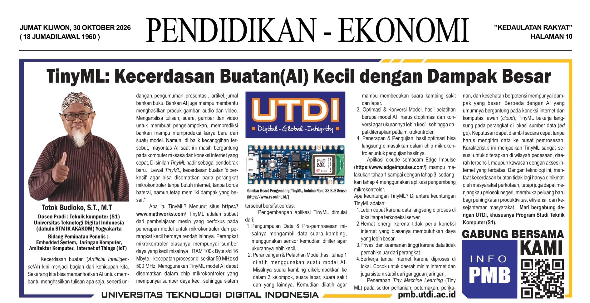 TinyML: Kecerdasan Buatan(AI) Kecil dengan Dampak Besar